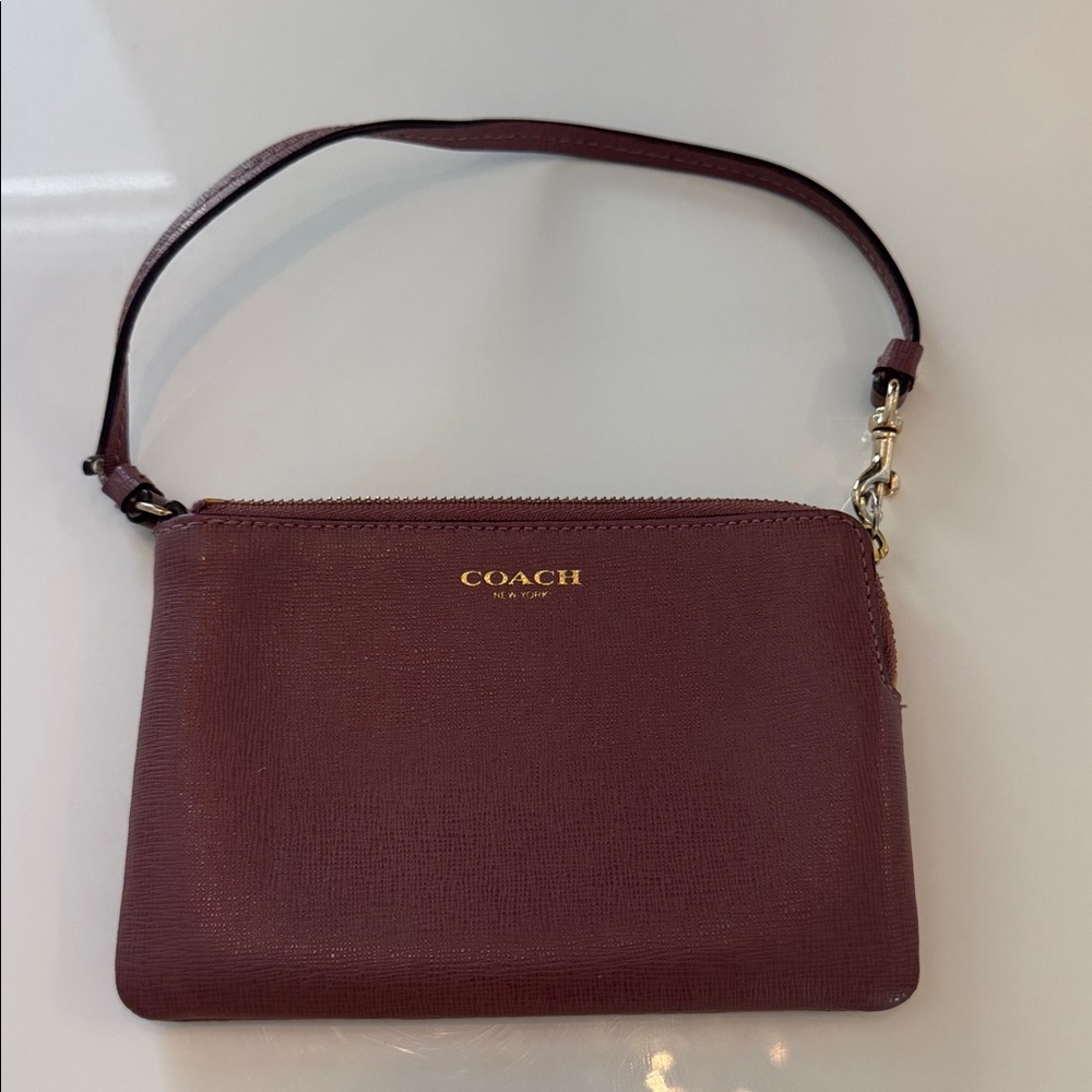 Coach Pink/Burgundy Leather Wristlet